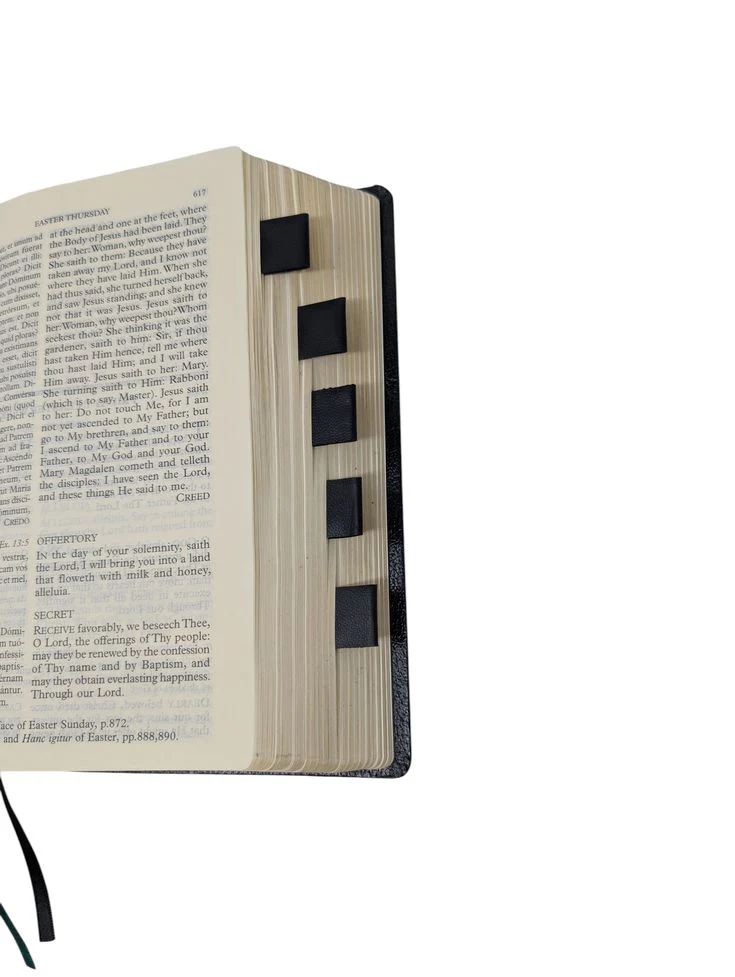 Altar Missal Leather Tabs | Easy Page Markers for Catholic Mass | Durable Leather Prayer Book Tabs