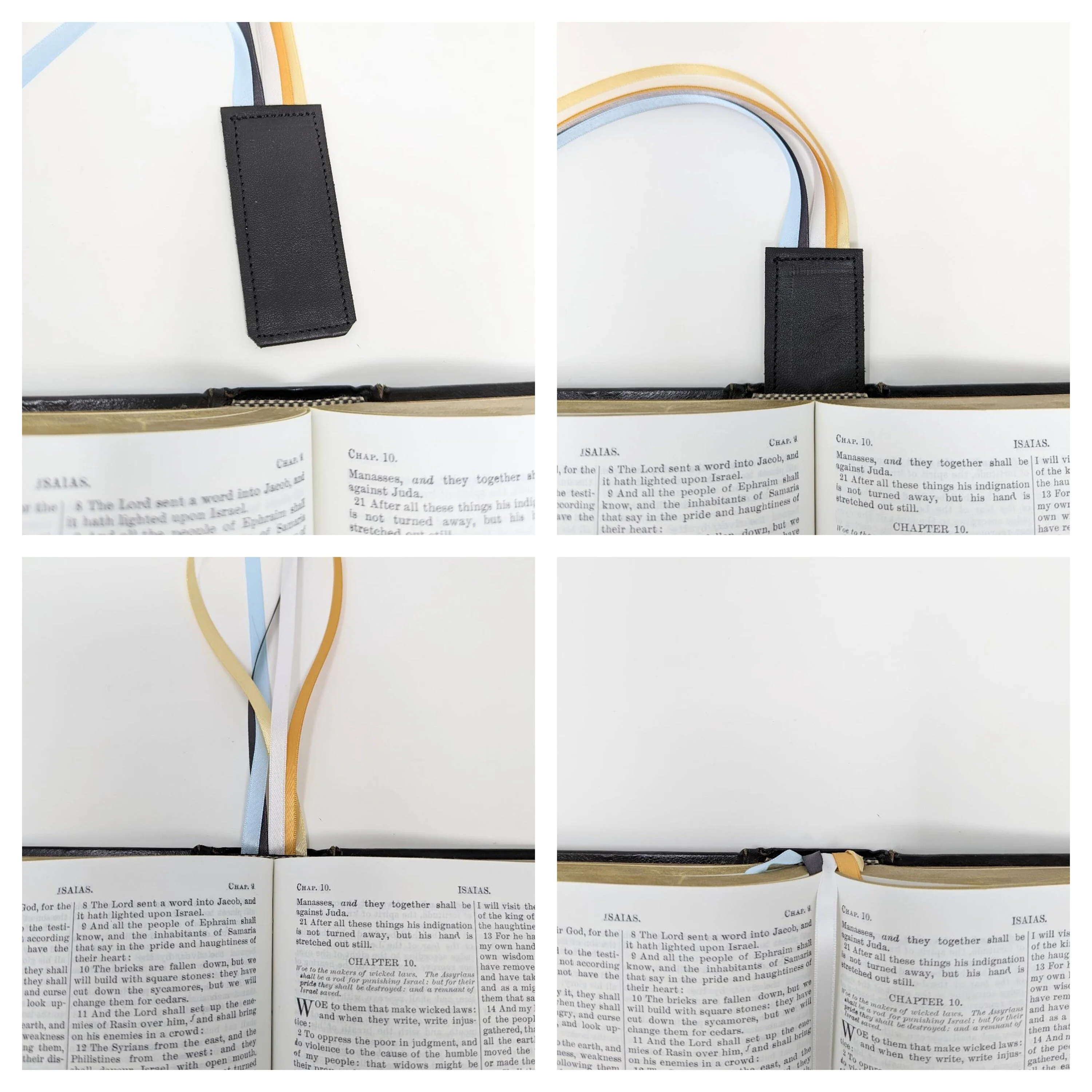 Custom Missal Ribbon Marker | 6 Satin Ribbons on Leather Tab | Replacement Ribbon for Altar Missals & Liturgical Books - Image 2