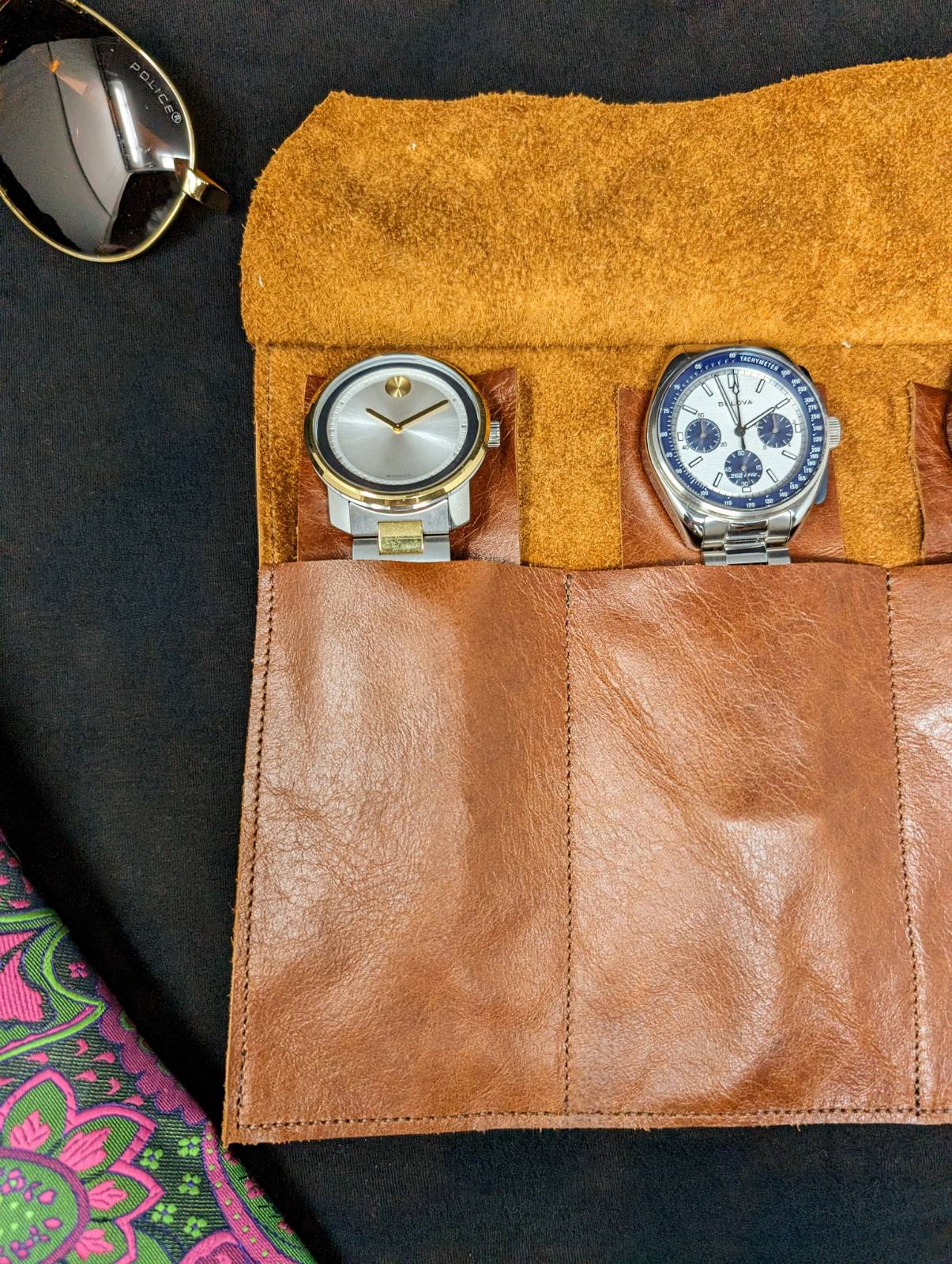 Bespoke watch roll, Personalized leather gift, Third wedding anniversary, Watch lover groom, custom groomsmen favours, Travel case, Initials - Image 4