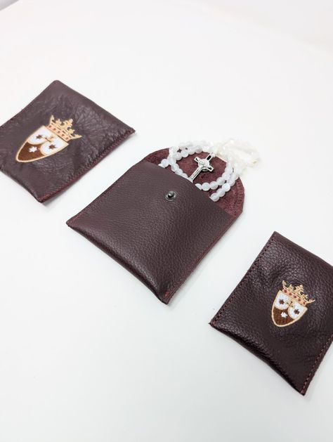 Leather Rosary Case with Our Lady of Mount Carmel Design – Catholic Rosary Pouch with Snap Closure (3 Sizes) - Image 3