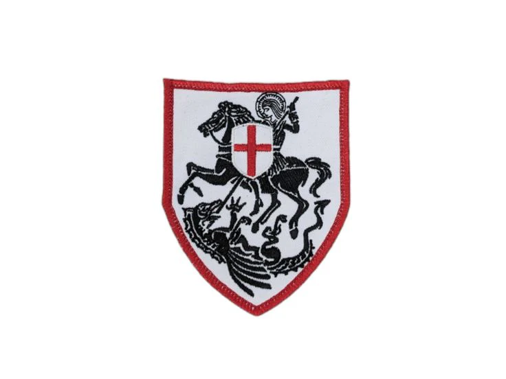 St George and the Dragon, Black and White with Red Border, Badge, Patch, England patron saint, Medieval icon, National flag emblem, Barcelona and Catalonia, Shield - Image 2