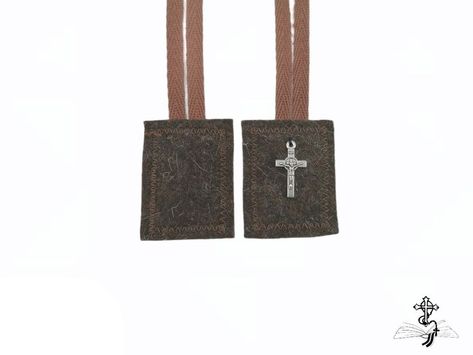 Embroidered scapular, Brown scapular, Our Lady of Mount Carmel, Multiple sizes, Miraculous Medal, St Benedict, Catholic, Escapulario, Wool - Image 8