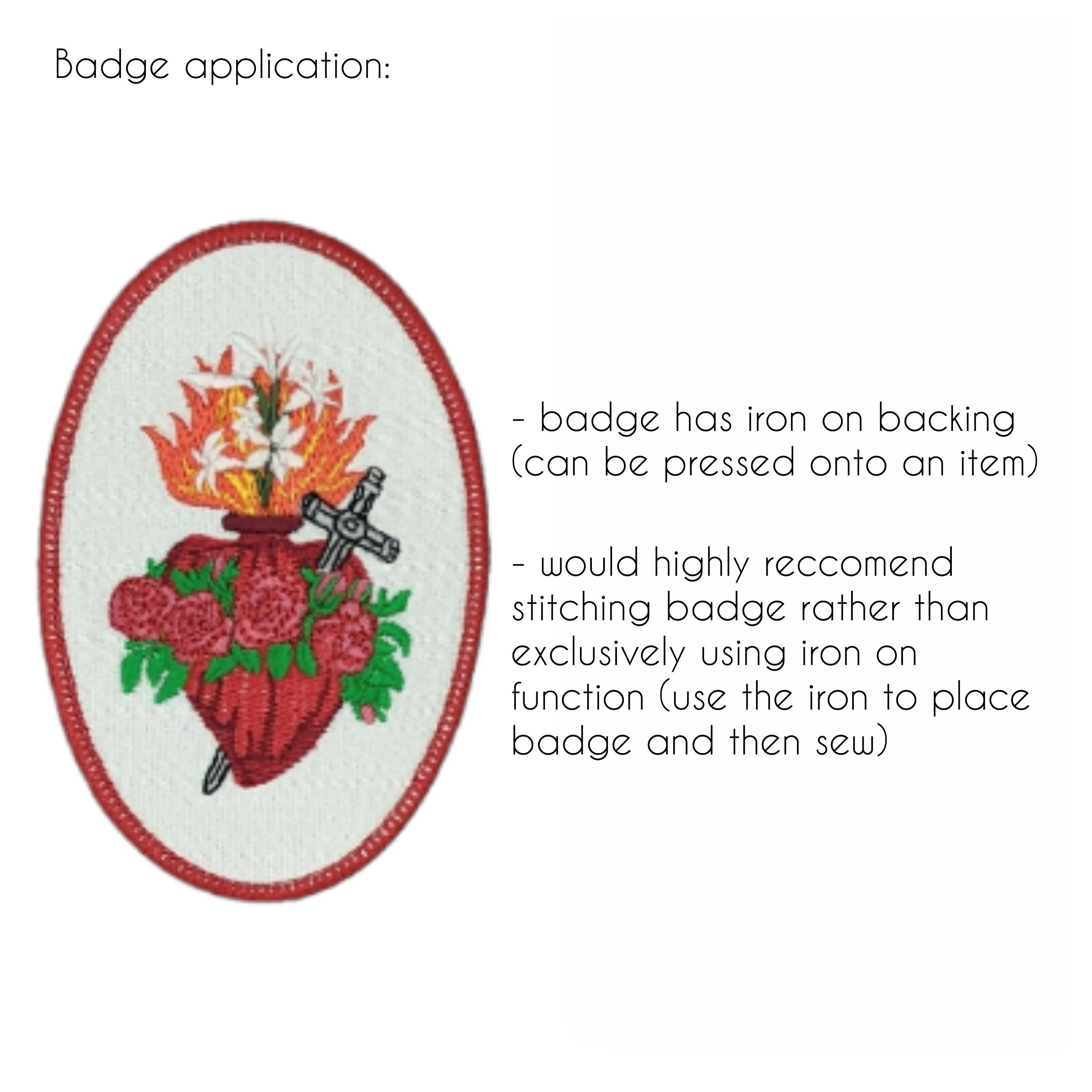 Immaculate Heart of Mary badge, religious patch, iron on badge, sew on patch, embroidered badge, embroidered patch, Heart of Mary,pilgrimage - Image 2