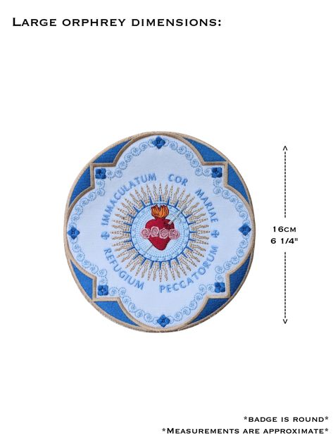 Immaculate Heart of Mary, Iron on Patch, Vestment making, Embroidered Orphrey, Ecclesiastical vestment making, Mariae Immaculatum - Image 2
