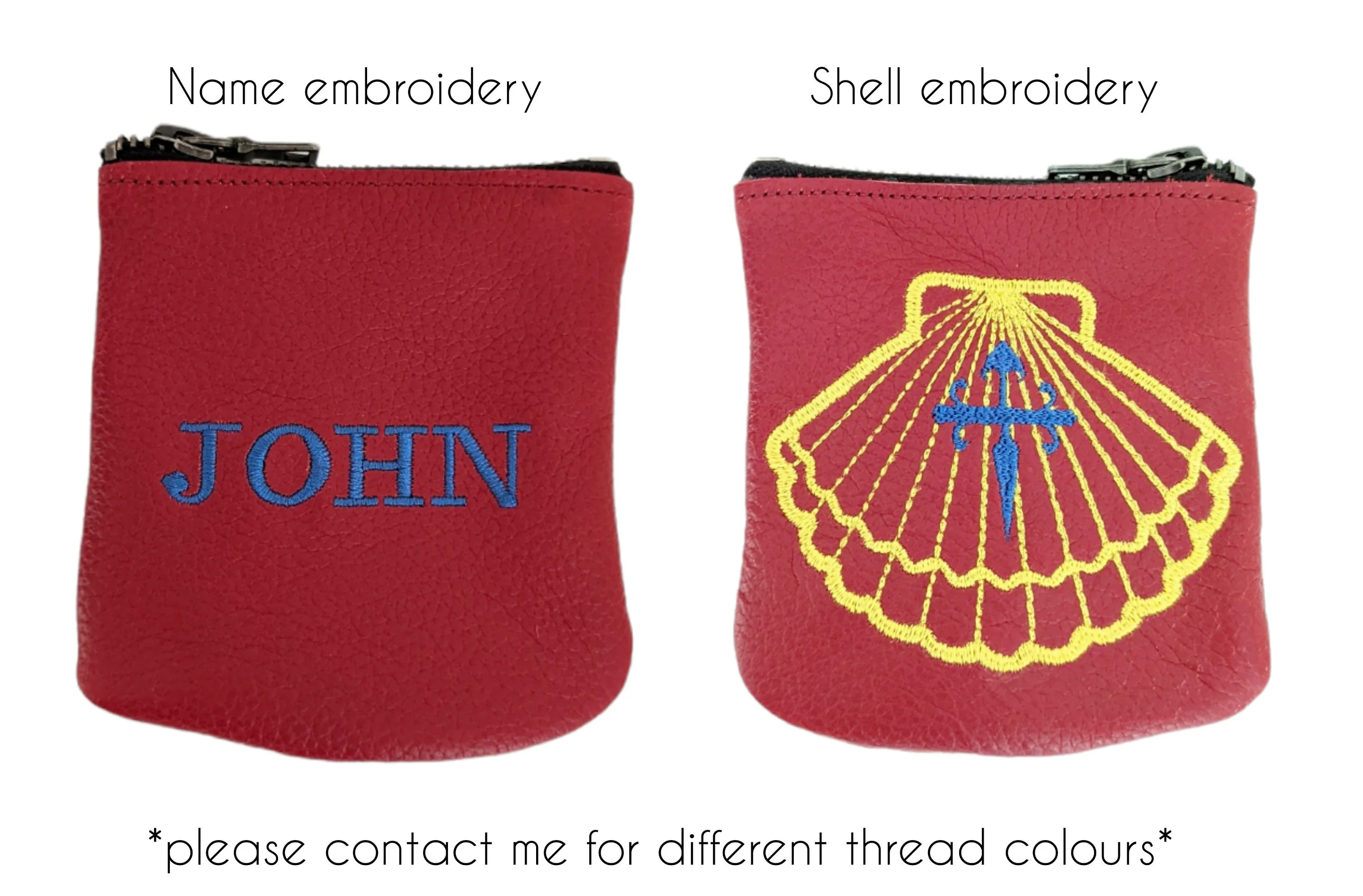 Personalized Camino de Santiago Leather Rosary Case – St James Shell & Cross Zip Pouch - Image 5