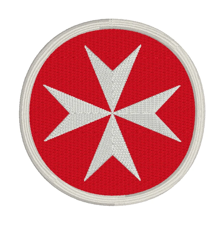 Maltese Cross Badge, Cross of St John, Malta, pilgrim backpack patch, rucksack patch, Pilgrimage, outdoor adventure, nature trail