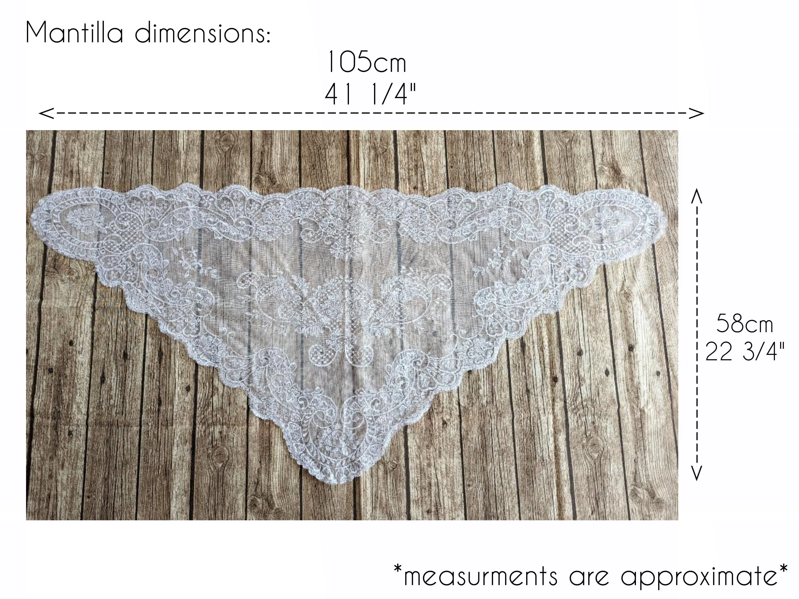 White Floral Style Lace Mantilla Veil | Embroidered Catholic Chapel Veil | Church Head Covering for Mass - Image 6