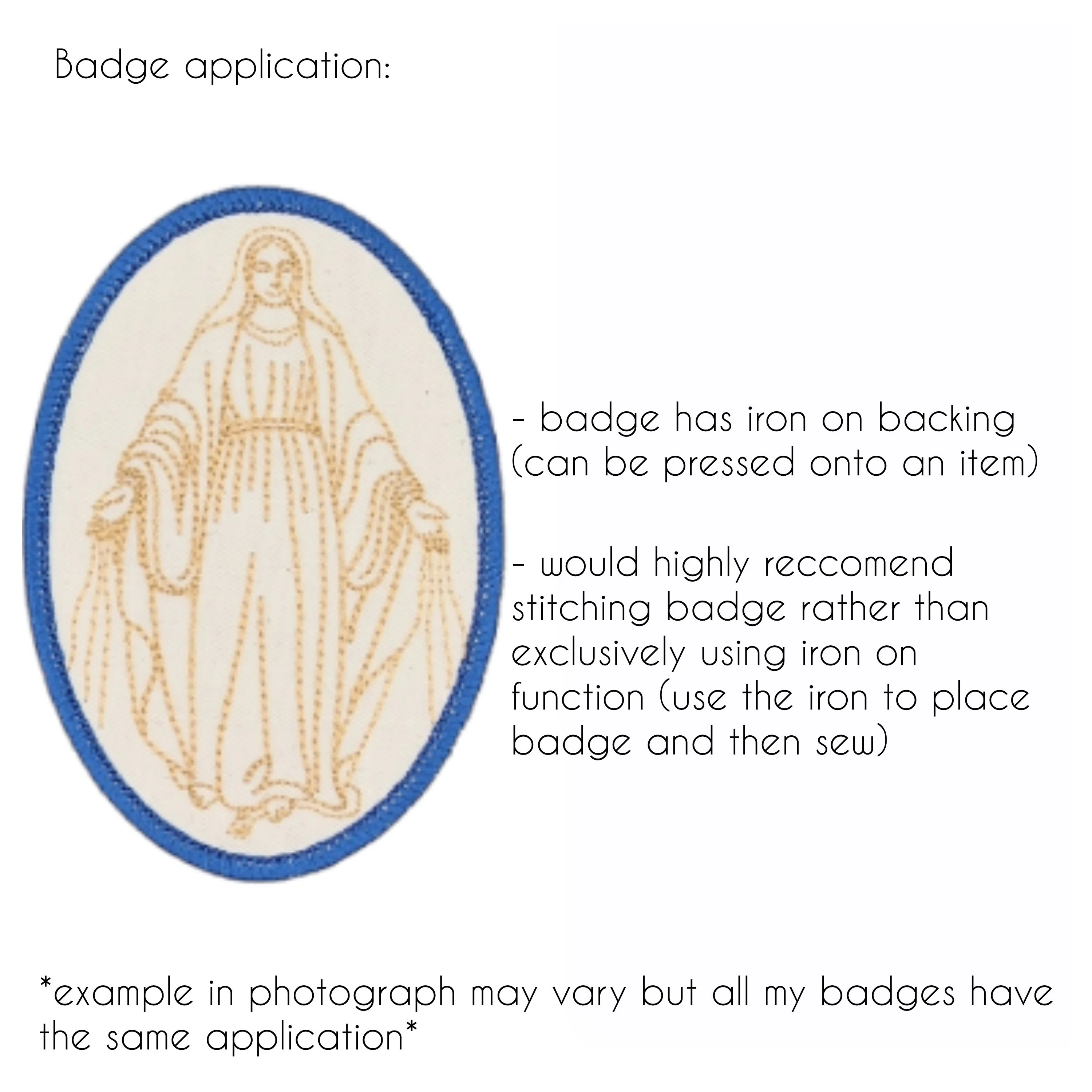 Our Lady of Guadalupe badge, religious patch, iron on badge, sew on patch, embroidered badge, embroidered patch, St Juan Diego, pilgrimage - Image 3