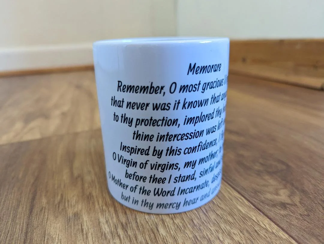 Our Lady of Walsingham, Mug, Memorare, Catholic gift, Stocking stuffer, Baptism, Holy Communion, Confirmation, Present, Our Lady - Image 3