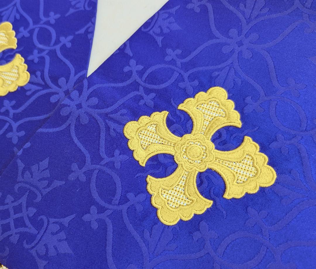 Byzantine Stole - Purple Priest Stole with Intricate Embroidery – Liturgical Vestment - Handsewn range - Image 4