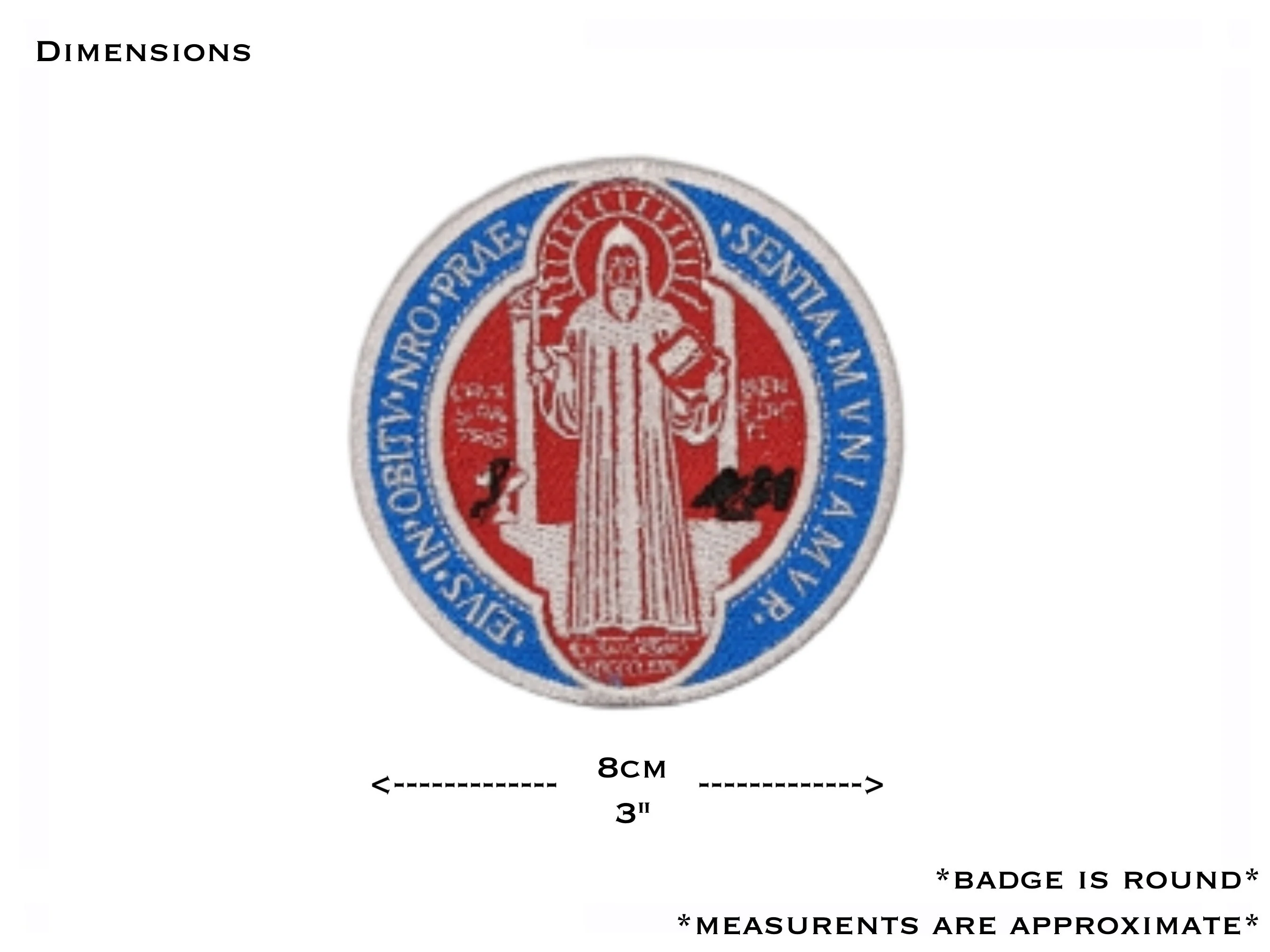 St Benedict Badge front, Benedict of Nursia, religious patch, iron on badge, sew on patch, embroidered bage, embroidered patch, pilgrimage - Image 5