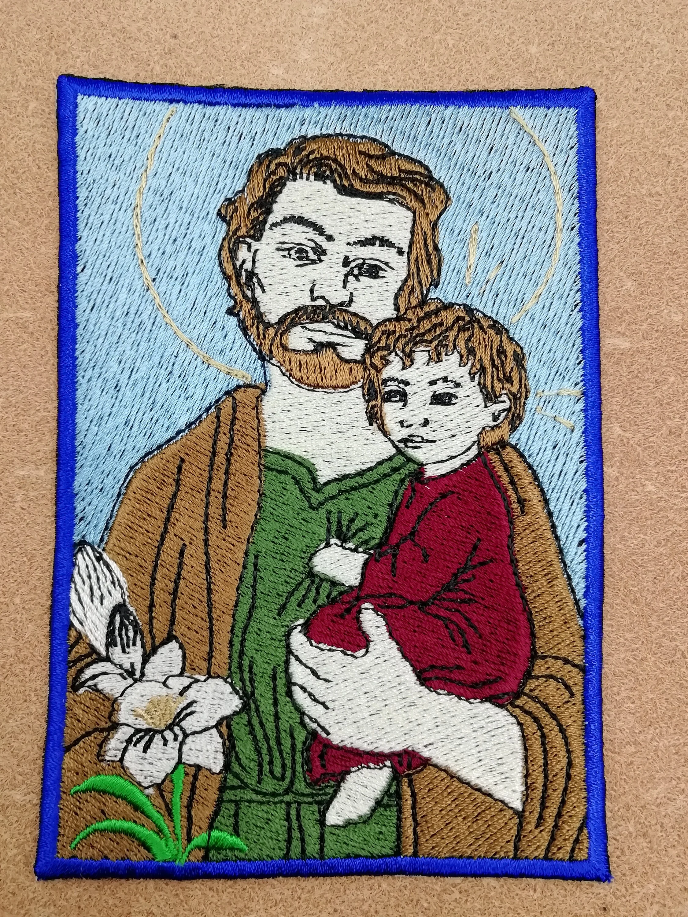 St Joseph, patch, Saint Joseph badge, embroidery, Catholic, Jesus, Catholic gift, saint gift, baptism gift, catholic saints, stocking - Image 5